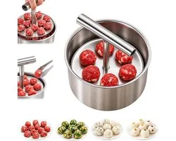 Machine à boulettes de viande - Moule à boulettes - 6 boulettes - Acier inoxydable - Préparation rapide et facile de boulettes - Machine à presser la viande manuelle - Idéal pour une forme uniforme - Outil de cuisine à domicile - 11,3 x 6,5 cm