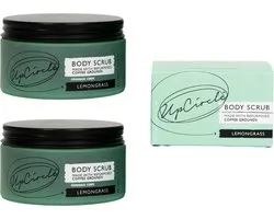 UpCircle - 99% Natuurlijk Koffie Body Scrub - Exfoliërend en Verfrissend - Citroengras - Zeezout - Kokosolie - Vegan - 2 x 220 ml