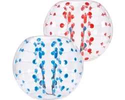VEVOR Opblaasbare Bumpbal Bumper Shock Ball 2 Stuks 1.5 m x 1.2 m Menselijke Botsingsbal PVC Body Bubble Bounce Ball voor Buitenactiviteiten Rode + Blauwe Stippen Opblaasbare Bumperbal