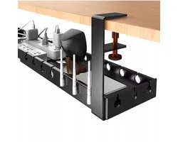 Kabelgoot Voor Onder het Bureau - Kabel Organiser - Kabel Management - Kabelhouder - Voor Bureaus ToT 4,8 cm - Ventilatie & Warmteafvoer - Roestbestendig - Voor Thuis & Kantoor & Gaming - Zwart