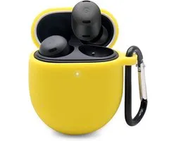 Cilicone Hoesje compatibel met Google Pixel Buds Pro/Buds Pro 2, ultradunne zachte hoes, slim fit, valbestendig, niet gemakkelijk vuil - geel