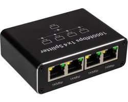 Nuvance Internet Splitter - 4 Poorten - Netwerk Switch - tot 1000Mbps - Netwerk Splitter - RJ45 Cat5 Cat6 LAN UTP Ethernet