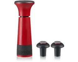 Pompe à vide Innovine™ Wine Saver en framboise - Pompe à vin avec 2 bouchons