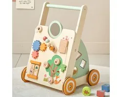 Petite Amélie Activiteiten Loopwagen Forêt – Stimuleert motorische ontwikkeling & hand-oogcoördinatie – Babywalker met rubberen wielen – Waterbasis verf