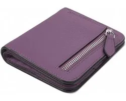 Small Purses for Women RFID Blocking Bifold Soft Leather Wallet Credit Card Holders with Zip Mens Mini Coin Pocket Wallets Money Organisers Case for Travel Gift Minimalist Purple