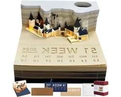 3D Memo Kalender - Magic Castle - Bureau Decoratie - Afscheurbare Pagina's - 98 cm breed - Multicolor