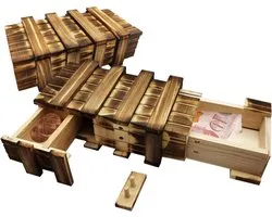 2 Stuks Houten Puzzelbox - Magische Gift Box met 2 Veilige Compartimenten voor Geld, Cadeaubonnen en Sieraden - Perfect voor Mystery Puzzel Spellen en Originele Cadeaus