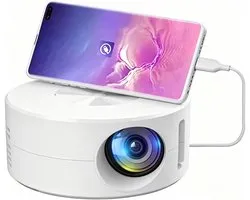 Mini Projector - Mini beamer - Draagbaar - Zakprojector - Draagbare Thuisbioscoop – Ondersteunt – Voor Kinderen & Smartphone – Rond – wit – 11x11x4.7cm