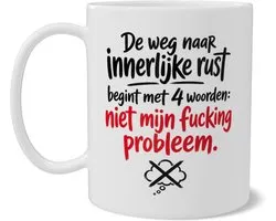 Mok met Grappige Tekst De Weg Naar Innerlijke Rust Dubbelzijdige Print Humoristische Beker Werk & Kantoor Cadeau voor Collega