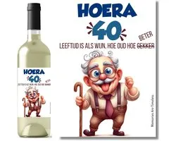 Wijnetiket 40 Jaar - Grappig Cadeau Man - 40e Verjaardag - Leeftijd is als Wijn - Cadeau voor Hem
