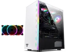 PC-behuizing ATX GAMING CASE - MICRO ATX PC CASE/ATX Computer Case - Mid Tower - Acrylic Glass - Fan And Water Cooling Supporth (Color : White, Size : 6 fan)