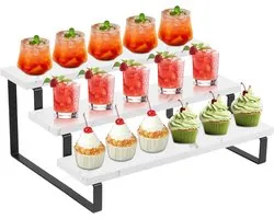 GAESHOW Houten display met 3 niveaus, aperitief buffetstandaard, parfumstandaard, trap, displaystandaard, voor geuren, figuren en dessert (B)