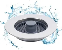 Hibbent Kitchen Sink Stop, stainless steel bowl with anti-clogging strainer, filters food residue, universal sink - ShopVlot
