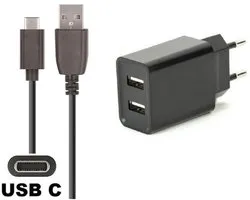 OneOne 2.1A lader met 2 poorten + 1,2m standaard USB C kabel. Oplader adapter past op Cardo Spirit HD, Spirit, Packtalk Slim JBL, Packtalk Edge, Packtalk Neo, Freecom 2X, Freecom 4X
