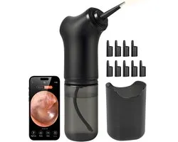 Nuvance - Nettoyant auriculaire électrique - Dissolvant de cérumen - Oorspuit - Comprend 9 bouchons d'oreilles - Pulvérisation auriculaire - Nettoyage des oreilles des oreilles - Cleaner Ear avec caméra - Rechargeable par USB
