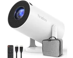 Mini projecteur Nexino® Pro - Compatible 4K - Cinéma Home - Android 14.0 intégré - Wi-Fi et Bluetooth - Diffusion en continu depuis votre téléphone - Sacoche de rangement et câble HDMI inclus