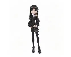 Mattel Poupée de collection Monster High x Wednesday - Wednesday Addams en robe noire avec la Chose comme accessoire