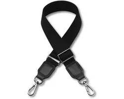 Schouderriem Zwart - bag strap - verstelbaar - afneembare schouderband - tassenriem - tashengsel - stevige karabijnhaken gris métallisé argent