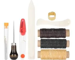 Sewing Set 14pcs Craft Thimble Tool Leather Tools Loop Leatherette Sets Needlework Kit Thimbles