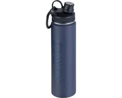 NOMAD® Drinkfles 750 ml | RVS Waterfles | Donkerblauw | Dubbele Draaidop en Draagring | Geïsoleerde Metalen Thermosfles