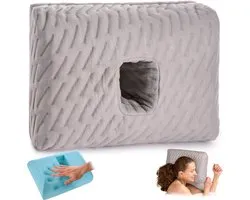 Coussin pour piercing - Coussin pour donut avec trou pour oreille - Coussin pour dormeur latéral - Rembourrage réglable - 40x28 cm - Coussin pour anneau - Coussin pour piercing - Coussin pour tête - Coussin pour dormeur latéral - Wit