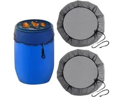 Filet de récupération d'eau de pluie avec moustiquaire, lot de 2, couvercle réglable, protège contre les feuilles mortes et les larves de moustiques, filet de protection 95 cm.