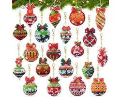 Diamond Painting Kersthangers 20 Stuks – 5D DIY Knutselset – Met Sleutelhangers – Kerstboomdecoratie