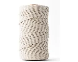 Corde de macramé Ledent, double torsion (3mm, 120M) - Fil 100% coton régénéré - Corde de macramé dans la nature pour l'artisanat.
