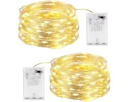 LED Fairy Lights Home Decoration Battery Operated 100 LED 10 m Warm White Copper Wire for Indoor Outdoor Party Garden - ShopVlot