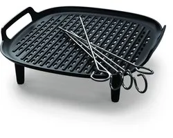 Philips Grill Set Airfryer Accessoire - HD9946/00 - Geschikt voor Philips - Grillplaat met 5 spiesen