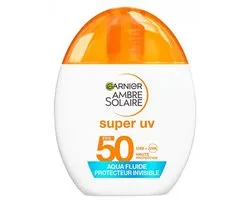 Garnier Ambre Solaire Super UV Onzichtbare Waterfluid Zonbescherming SPF50 - Voor gezicht - Met hyaluronzuur - Vegan - 40ml