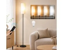 Vloerlamp - Staande Lamp - Helderheid & Lichtkleur Verstelbaar - Met Afstandsbediening - Leeslamp - Staanlamp - Staande Lampen Woonkamer - Stalamp - Smartlamp - Booglamp - Linnen Kap