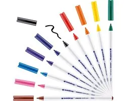 edding 4600 textielstift basis assorti set - 10 kleuren textielmarkers - ronde punt - 1 mm - set 10 stuks - kleding versieren - textielstiften wasmachinebestendig (60°C) om op textiel te tekenen - na het strijken wasmachine bestendig