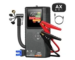 Démarreur 12V AutoXtreme avec Compresseur pour Voiture – 480CCA - Boost Air Micro – Aide au démarrage avec Forcestart, Banque d'énergie & Écran LED – Incl. Lampe de Poche & Mallette de Rangement