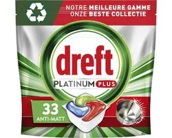 Dreft Platinum Plus Tablette Lave-vaisselle All In One Citron - 4 x 33 Capsules - 132 pièces