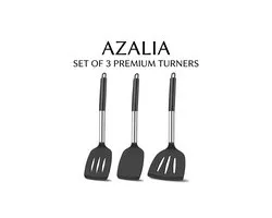 Azalia 3Pcs Siliconen Spatel Set Hittebestendige Spatels voor Anti-aanbak Kookgerei Vis Turner Plastic Spatels Rubber Wok Spatel, Lange Grote Spatel Siliconen Koken Gebruik Keukengerei Set