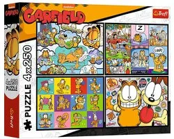 Trefl puzzel Garfield 4x250 stukjes - Garfield doesn't like Mondays.