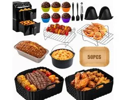 Accessoires airfryer 17 pièces - Convient pour Philips Airfryer 4000 Series Stacked Dual Basket 10L NA460 - Avec moules de cuisson en silicone et grilles