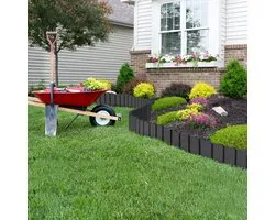 Bordure de jardin robuste aspect bois, palissade décorative pour démarcation de jardin - Anthracite - 4,6 m