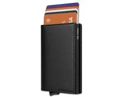 The Verge® Slim Pro - Pasjeshouder Uitschuifbaar - Kaarthouder - Pasjeshouder Mannen & Vrouwen - RFID Creditcardhouder - Pashouder - 9 pasjes - Zwart Leer - Cadeau Man & Vrouw