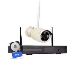 Teceye Bullet Beveiligingscamera Buiten met Recorder - Draadloze Buitencamera - 1 Camera - 1TB Opslag