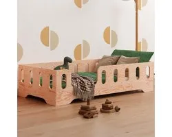 Smartwood Kinderbed 90 x 200 cm - Montessori bed met bescherming tegen uitrollen en lattenbodem - TILA 2L