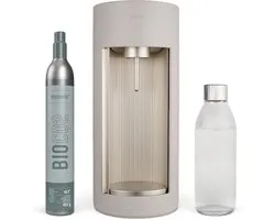Mysoda Glassy Latte - design bruiswatertoestel gemaakt van ecologisch biocomposiet & aluminium - incl cilinder en 1 glazen fles