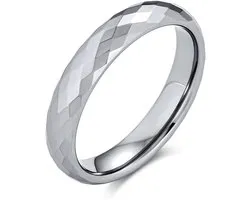 Bling Jewelry Koppels Multi Facet Prisma Cut Titanium Trouwring Ringen Voor Mannen Voor Vrouwen Zilver Tone Comfort Fit 8 MM