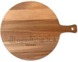 Skyline Serveerplank Rond Staphorst - Planche à apéritif - Planche à servir - Tapas - Amuse-bouches - Servir - 29 cm - Planche à apéritif - Planche à servir - Tapas - Amuse-bouches - Servir - WoodWideCities