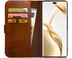 Rosso Element Geschikt voor Honor 200 Pro | Wallet Book Case | Portemonnee Hoesje | 3 Pasjes | Magneetsluiting | Stand Functie | Bruin