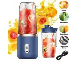 Multifunctionele blender, smoothie maker, roestvrijstalen blender, mixer met een inhoud van 400+400 ml