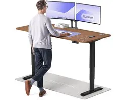 Desktronic HomePro Zit-sta Bureau Elektrisch In Hoogte Verstelbaar, 180x80cm Zwart/Notenhout, Stille Dubbele Motor, Hoogte 62-126cm