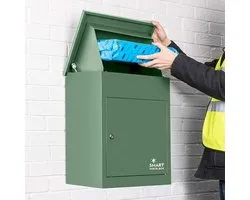 Smart Parcel Box™ Pakketbrievenbus – Pakketbox / Pakketkluis – Gegalvaniseerd Staal – Weerbestendig – Wandmontage – Groen