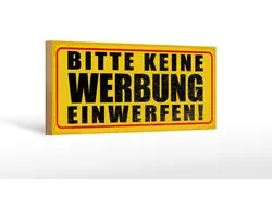 Holzschild Hinweis 27x10 cm bitte keine Werbung einwerfen Deko Schild